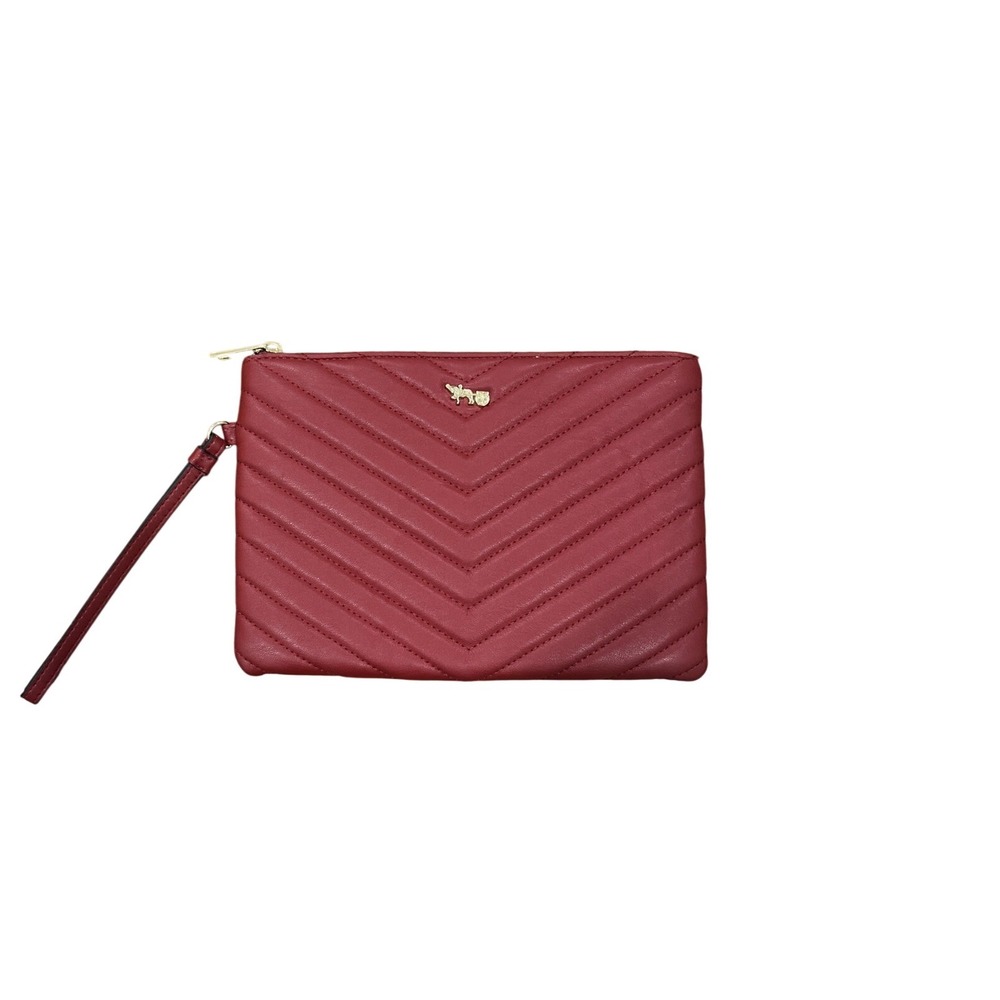 Mathew‎ + Julian Wristlet Clutch Women OS Burgundy Red Good Quilted Chevron